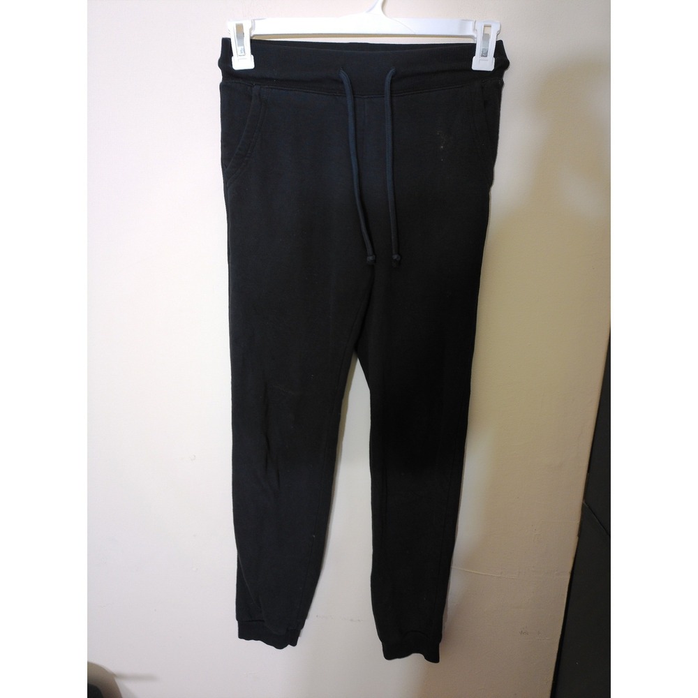 H&M Joggers Youth XS Black Sporty Elastic Waist Ribbed Cuffs Athleisure 2117